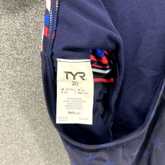 TYR Swimsuit Womens 30 Blue Red One Piece Cutout Fit Open Back - Picture 6 of 11